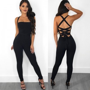 Backless Rompers Skinny Female Jumpsuits For Women Casual Black One Piece Bodysuit
